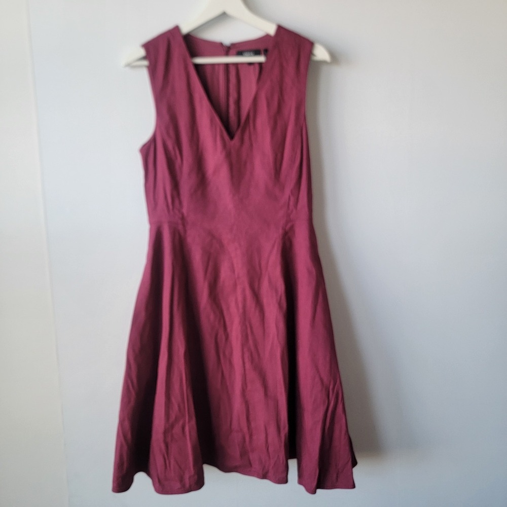 theory women's Kensington sleeveless Dress size 4 linen blend v-neck Minimalist